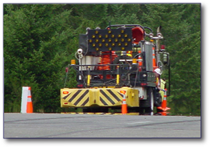 Truck and cones