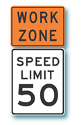 Work zone speed limit sign